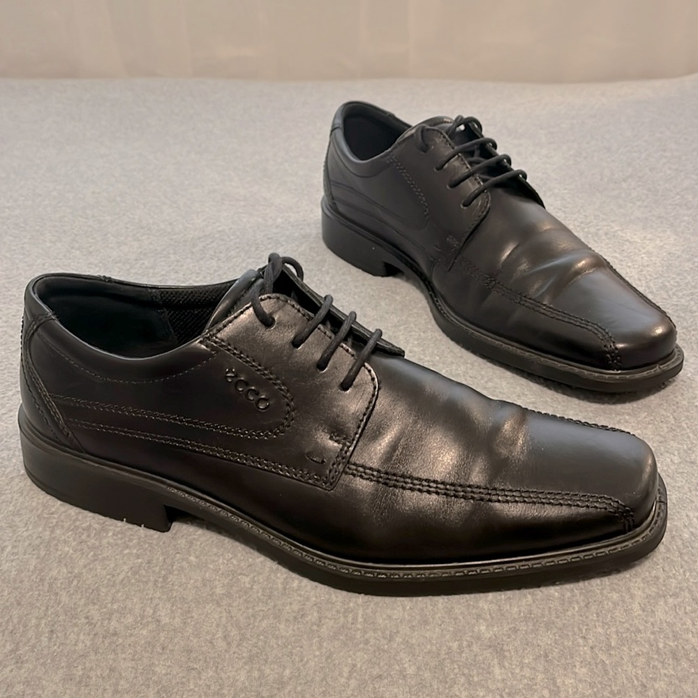 Ecco Mens Dress Shoes Size 11 Black Leather Gem